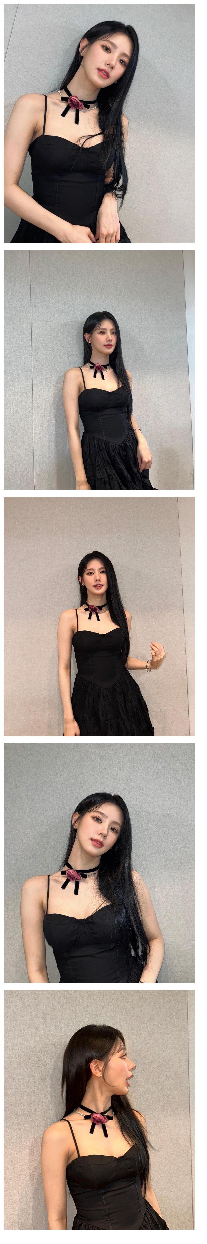 아이들 미연 봉긋한 블랙 란제리룩 원피스