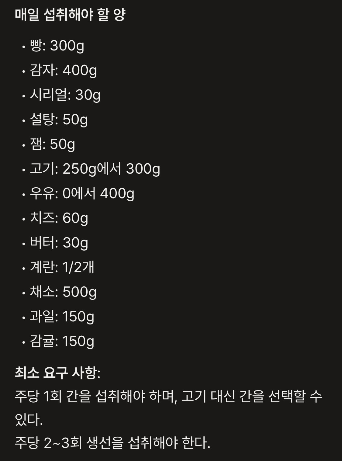 아르센 벵거 감독이 80년대에 작성한 선수 식단