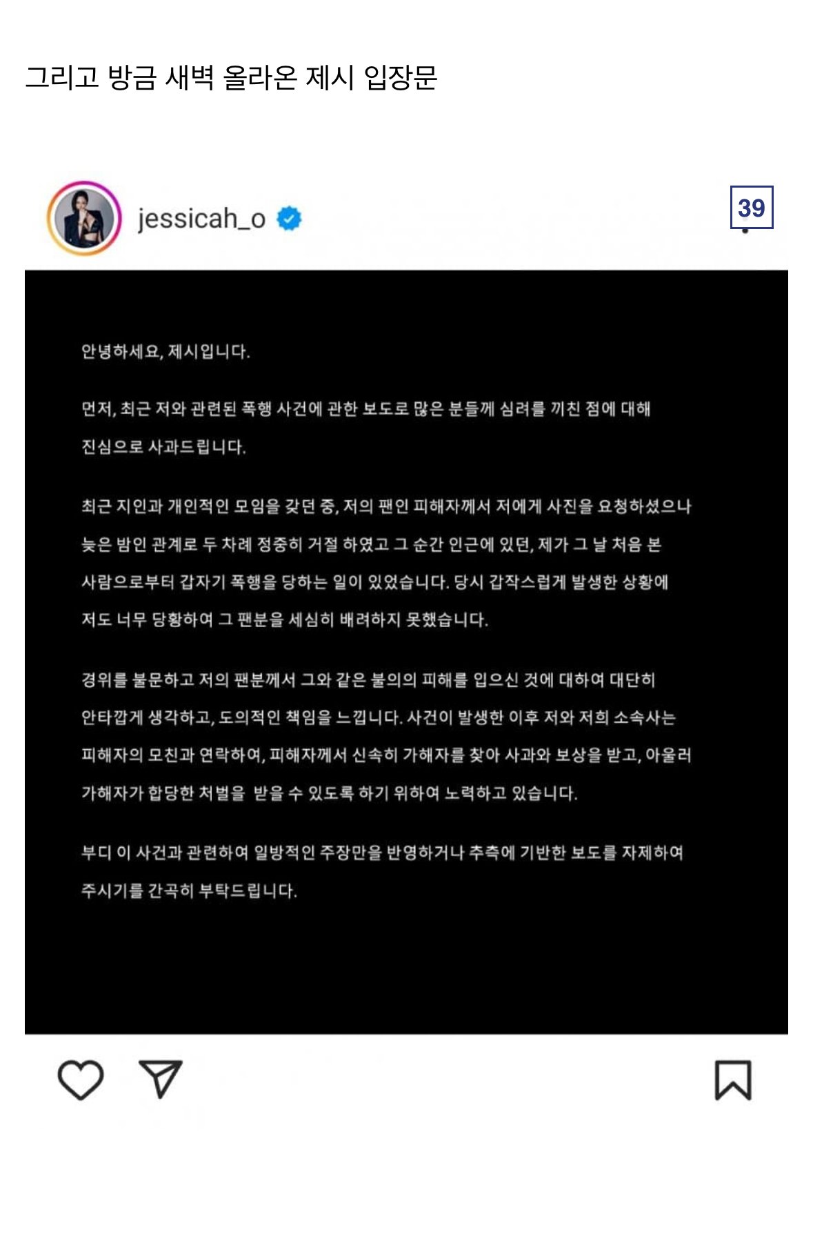 가수 제시에게 사진 요청했다가 폭행당한 팬, 사건 총정리