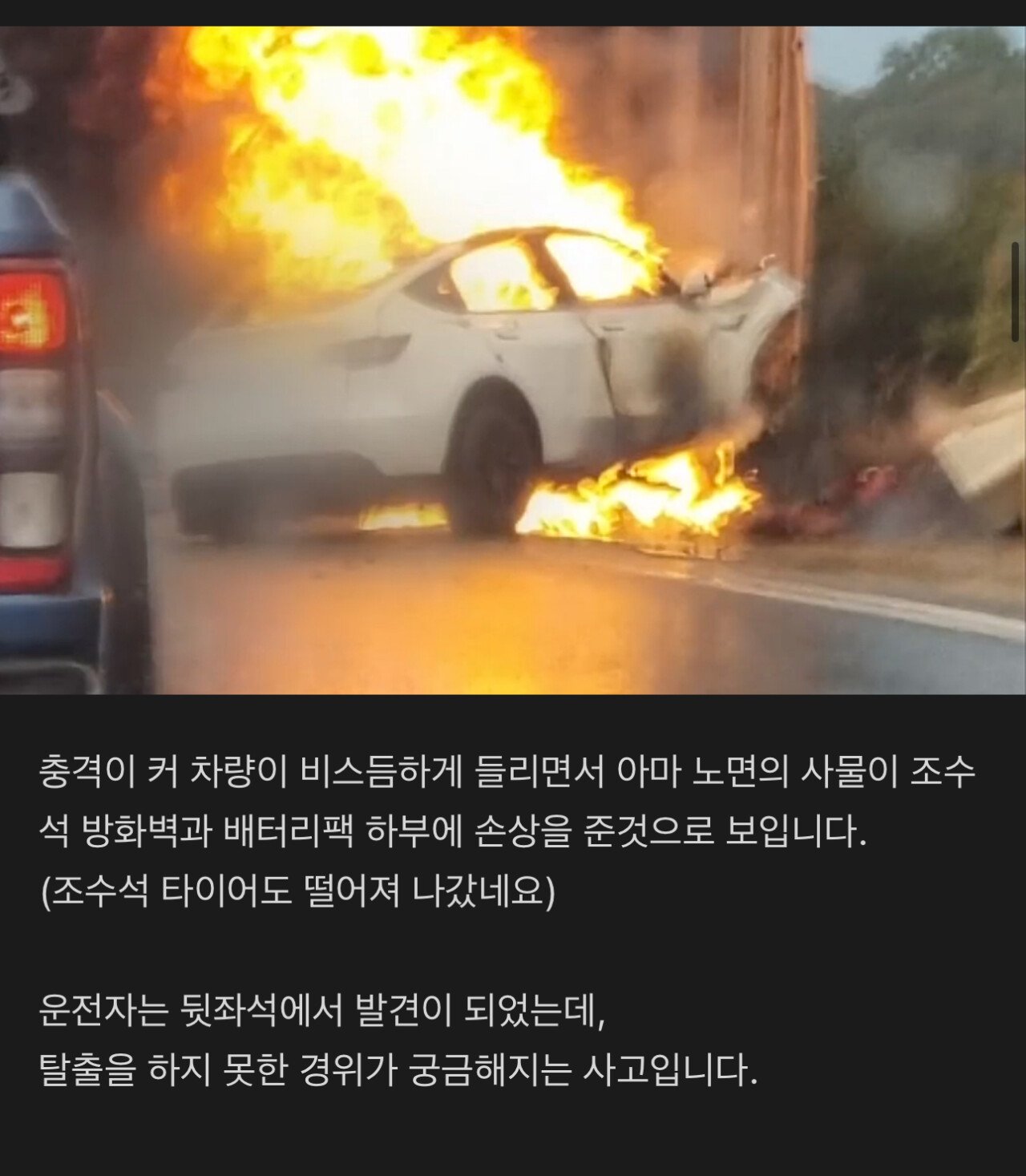 테슬라 카페에 올라온 이번 전소 사망 사고 정보