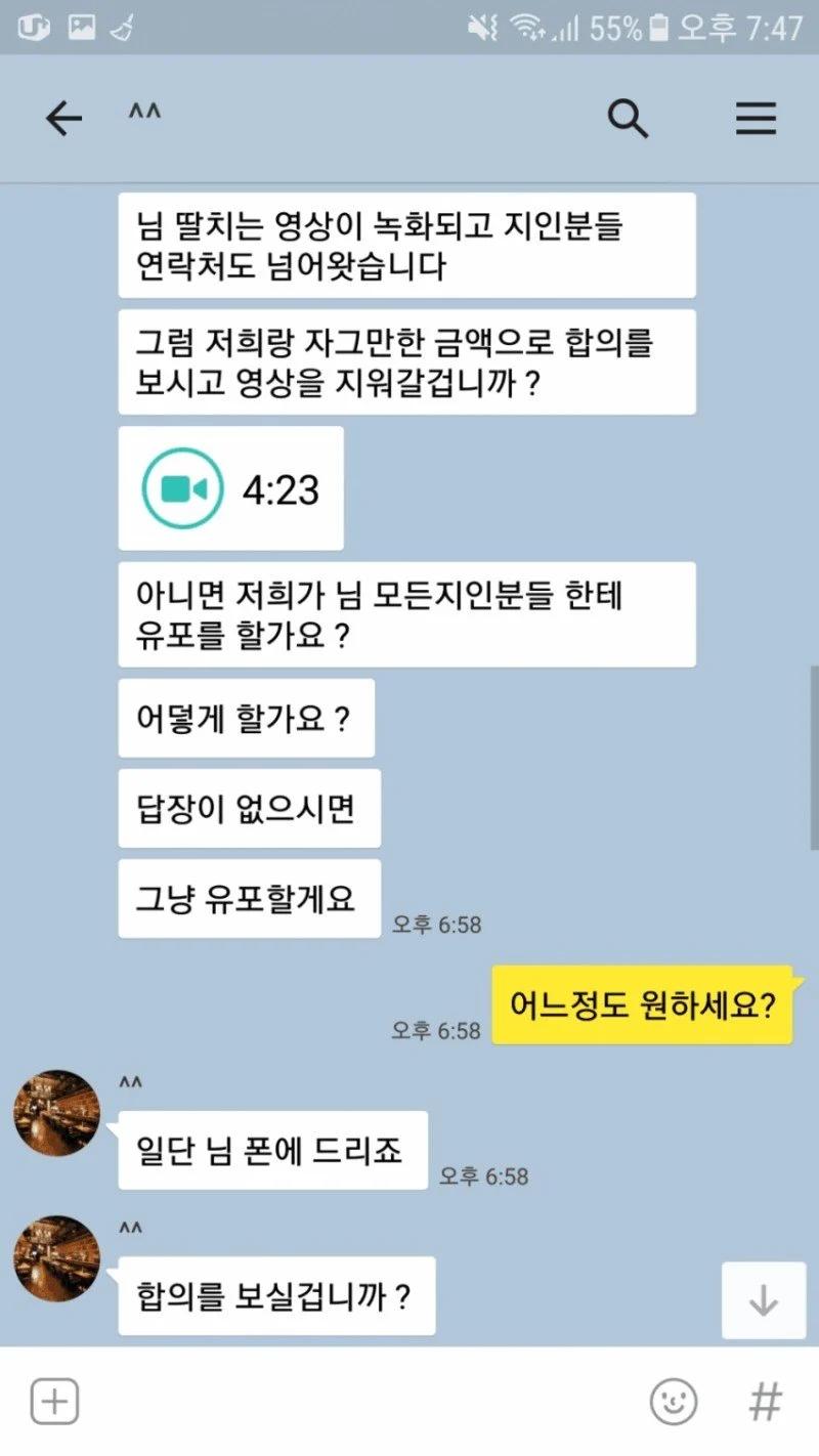 몸캠피싱 상남자식 대처 레전드