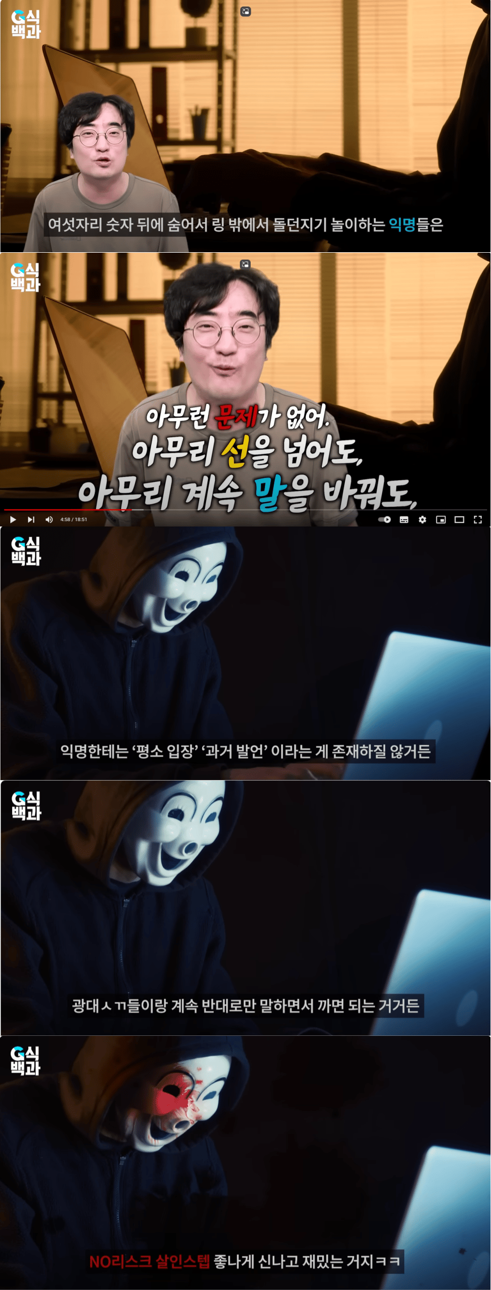 현대 인터넷 혐오 문화를 요약한 템플릿.