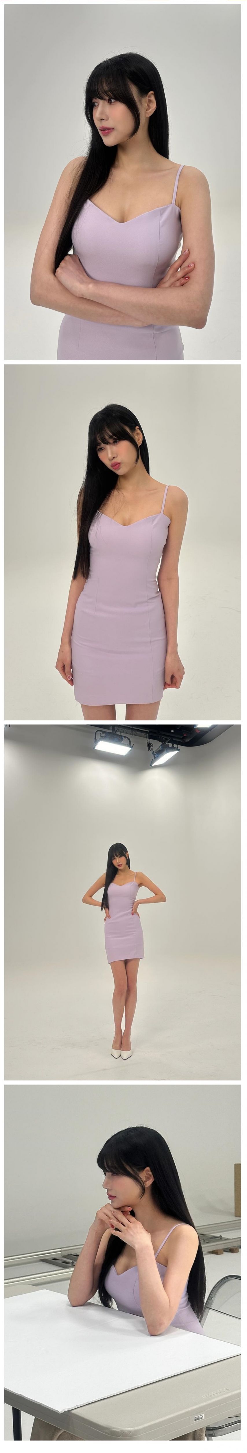 보라색 끈원피스 에이핑크 오하영