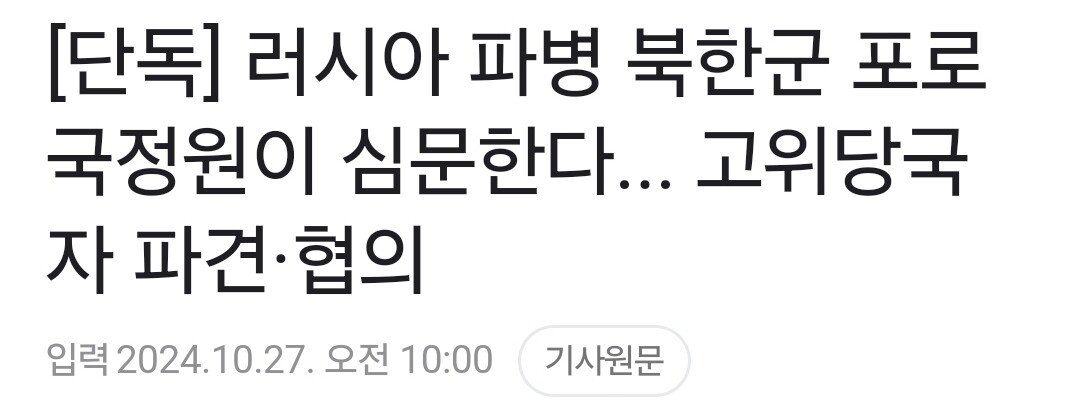 [단독] 국정원이 러시아 파병 북한군 포로 심문한다