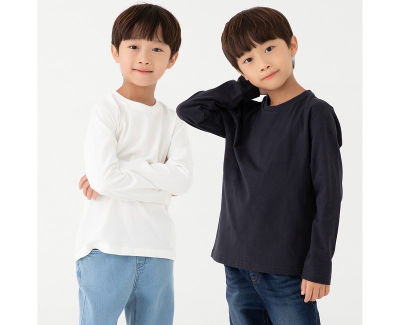 롤리트리 아동 베이직 긴팔 라운드넥 티셔츠 2매입