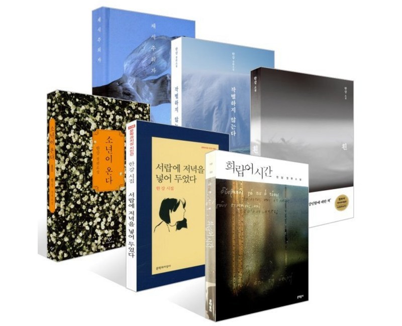 2024 노벨문학상 수상작가 한강 대표작 세트 : 소년이 온다 + 작별하지 않는다 + 채식주의자 + 흰 + 희랍어 시간 + 서랍에 저녁을 넣어 두었다, 문학동네+문학과지성사+창비, 한강 저
