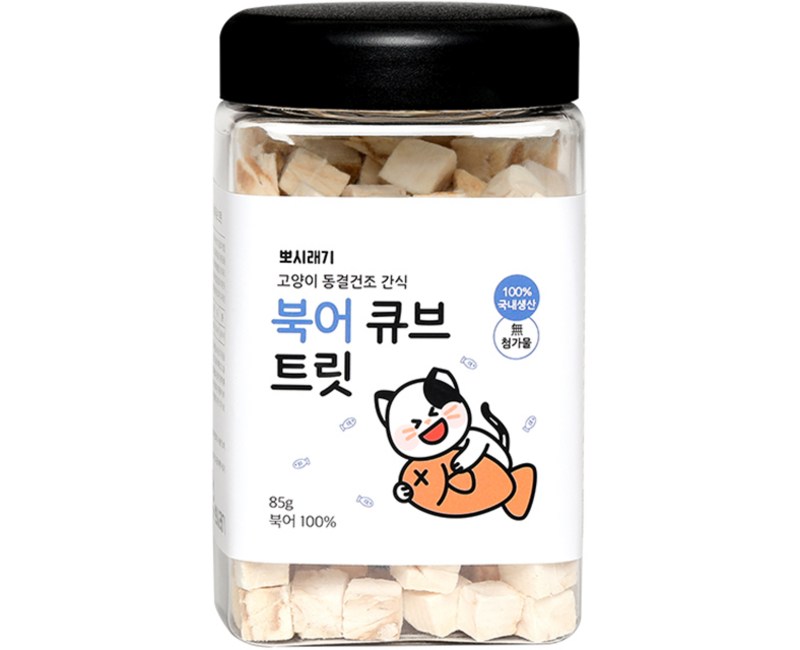 뽀시래기 고양이 큐브 트릿 동결건조 간식, 북어맛, 85g, 1개