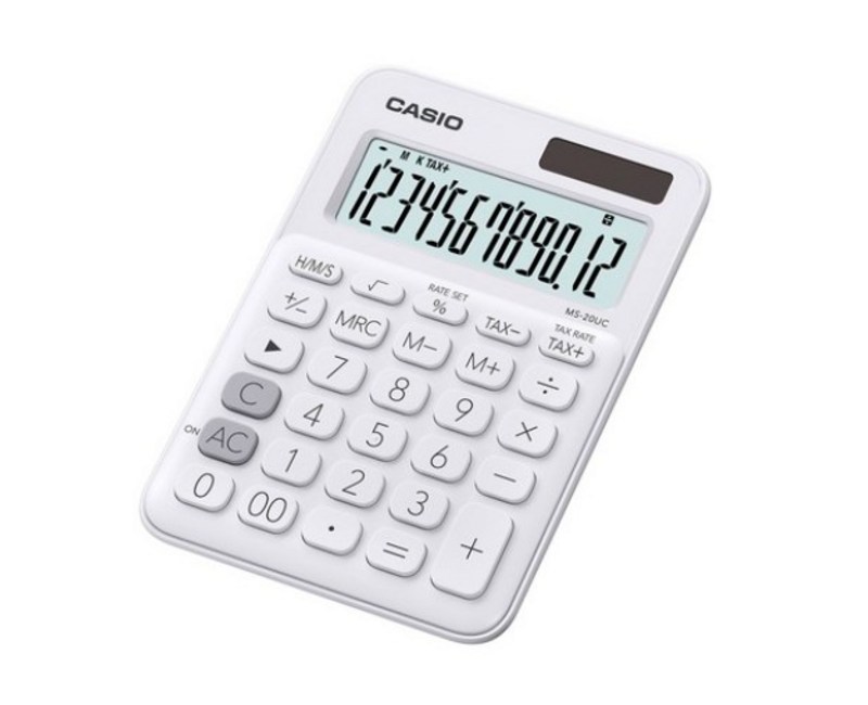 카시오 컬러 계산기 MS-20UC, 화이트, 1개