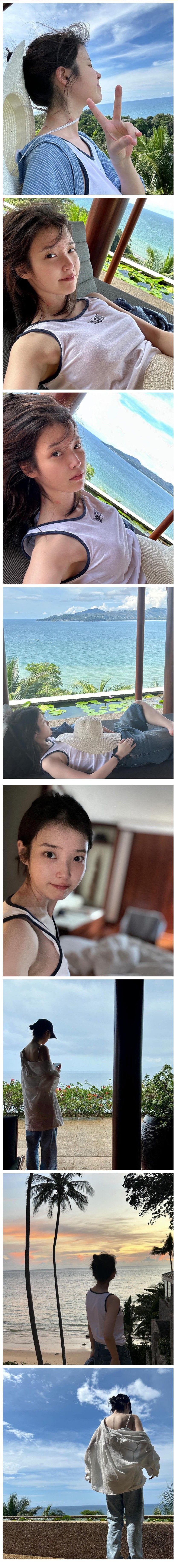 가족과의 여행 아이유..시원한 민소매