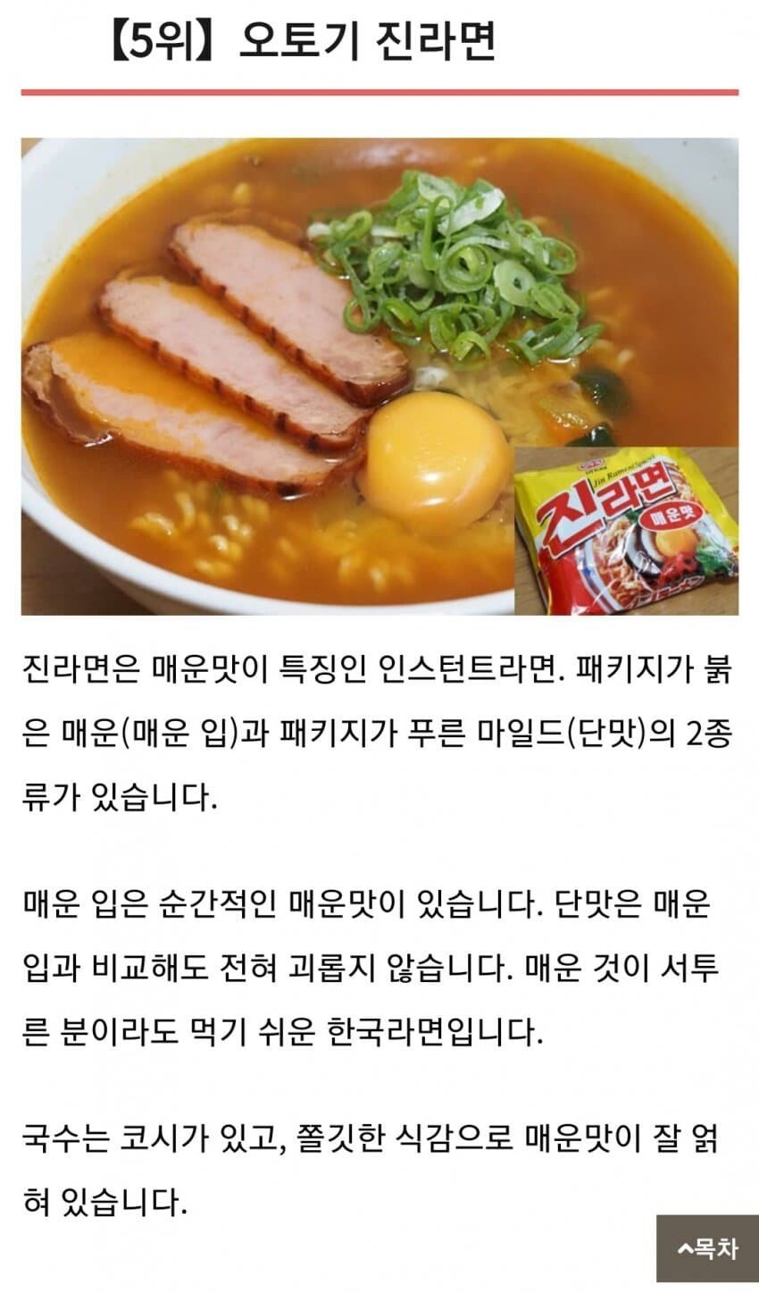 어느 일본인이 뽑은 한국라면 TOP7