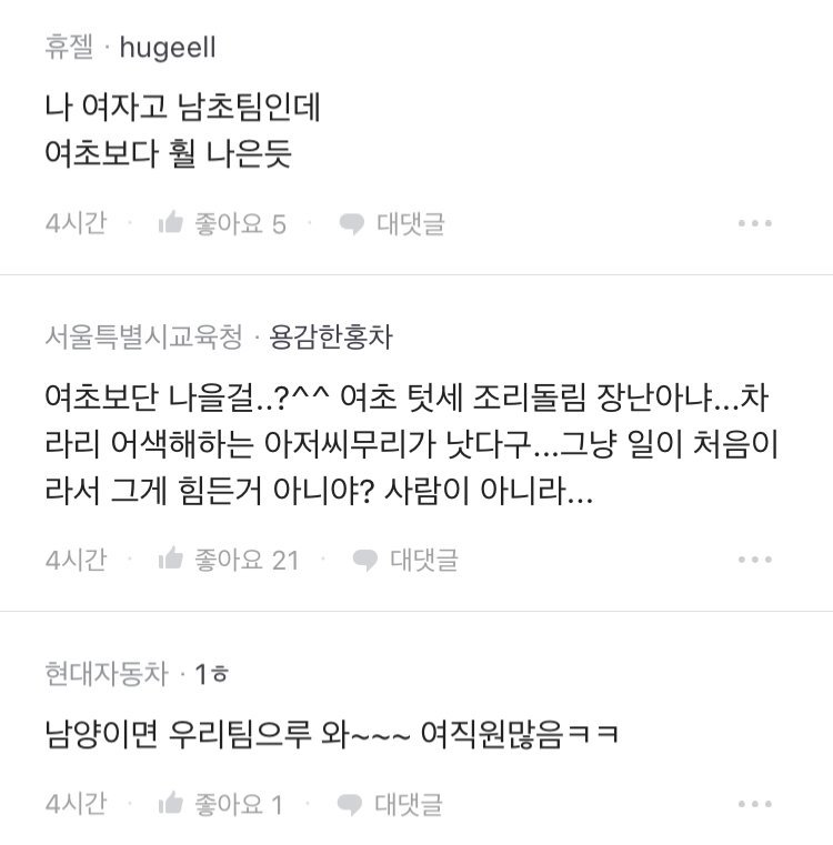 남초라서 우울하다는 블라 현대차녀...