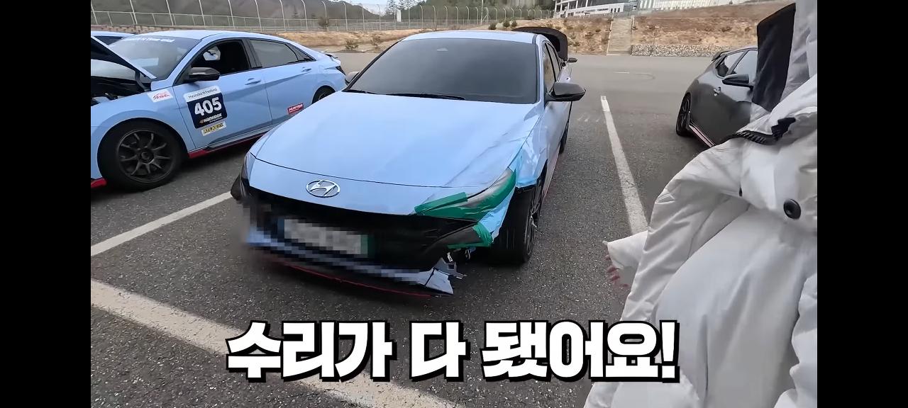 아반떼N 타고 서킷 달리다가 전복사고 난 여성 유튜버