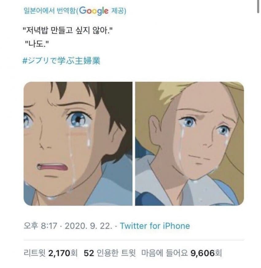 일본 유뷰녀들한테 유행했던 지브리 트윗