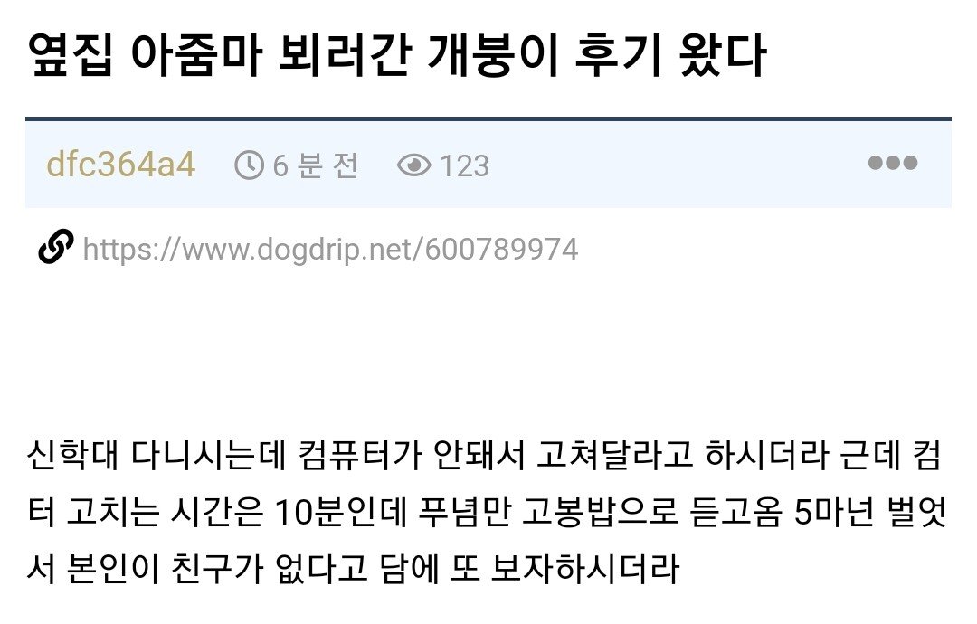 옆집 아줌마 집에 컴퓨터 가르쳐주러간 개붕이..