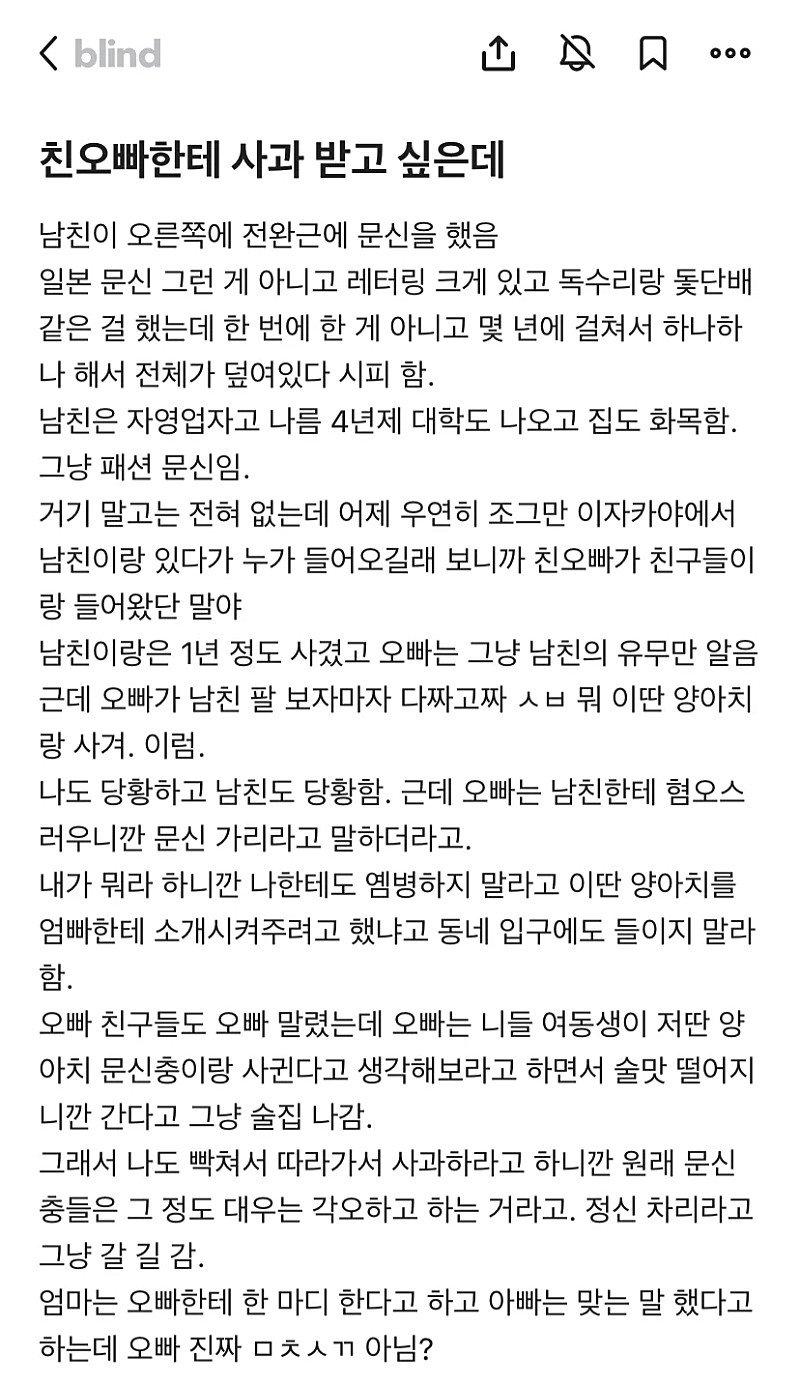 친오빠한테 사과 받고싶은데.blind