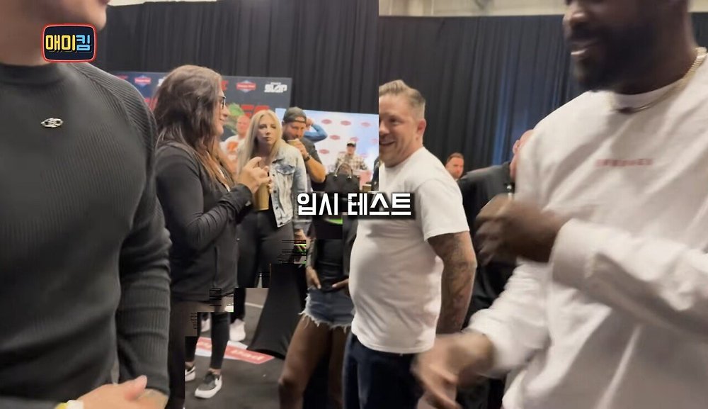 김동현에게 장난치며 다가오는 UFC 챔피언 존 존스