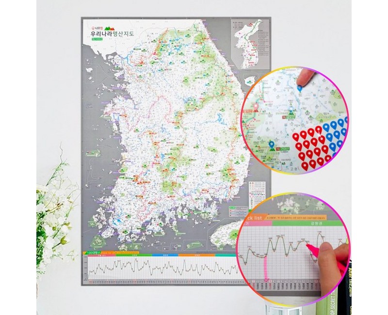 정확한 등산지도 전국산지도 3천명소 산 트레킹 둘레길 국내여행 관광지도, 단품