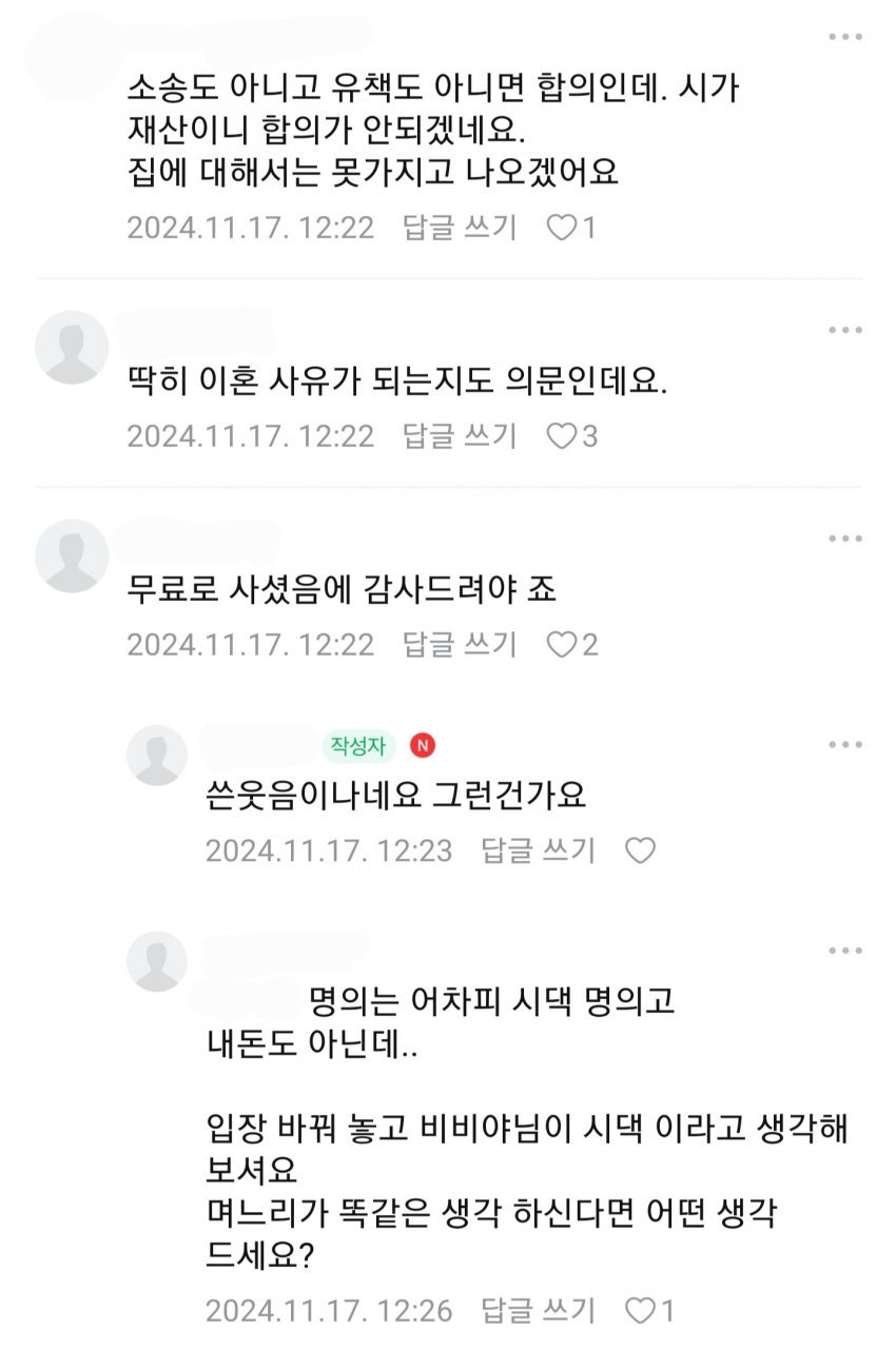 집 명의가 시댁 명의라서 골치가 아픈 여자