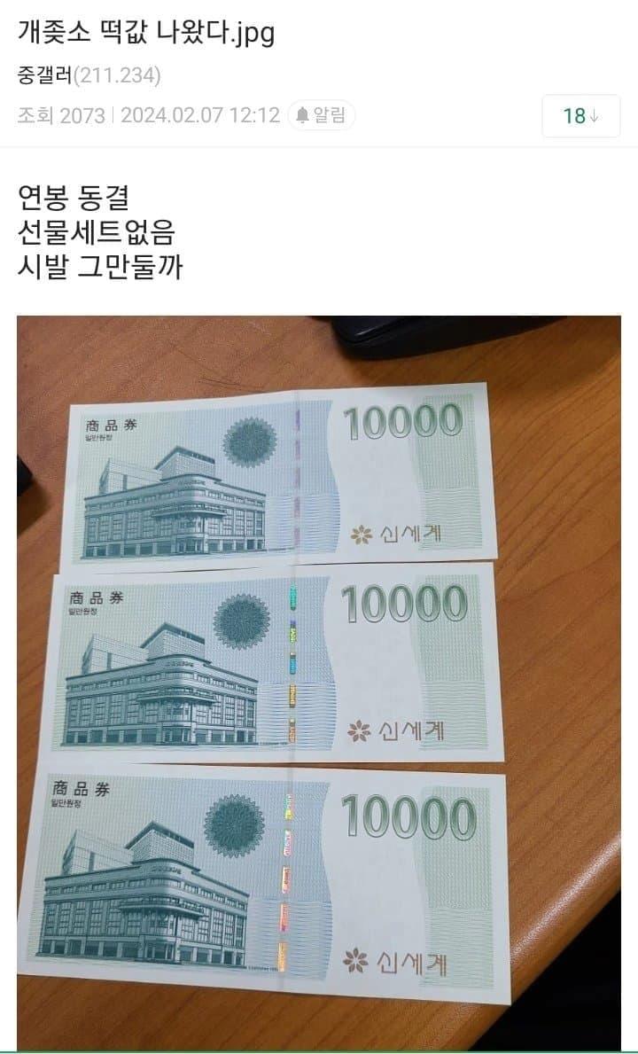2024년 설 연휴 좆소떡값..
