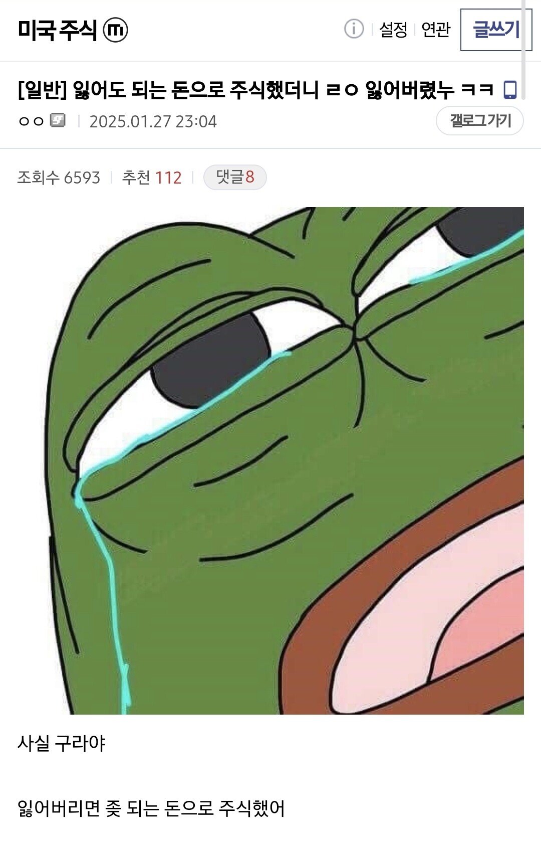 미쳐버린 미국주식갤러리 근황