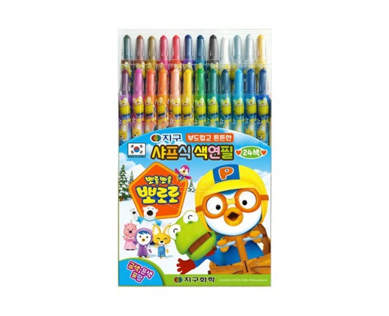 지구화학 뽀롱뽀롱뽀로로 지구 샤프식 색연필, 24색, 1개