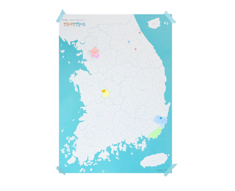 나우맵 전국 여행 우리나라 색칠 지도, 1개