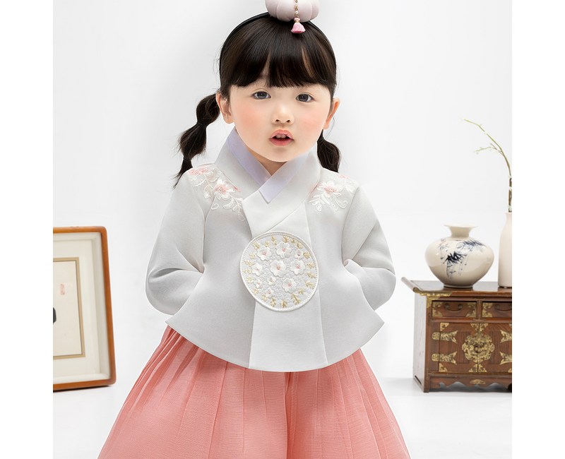 금동이 여아용 여미색눈꽃보 아동한복세트 AW113