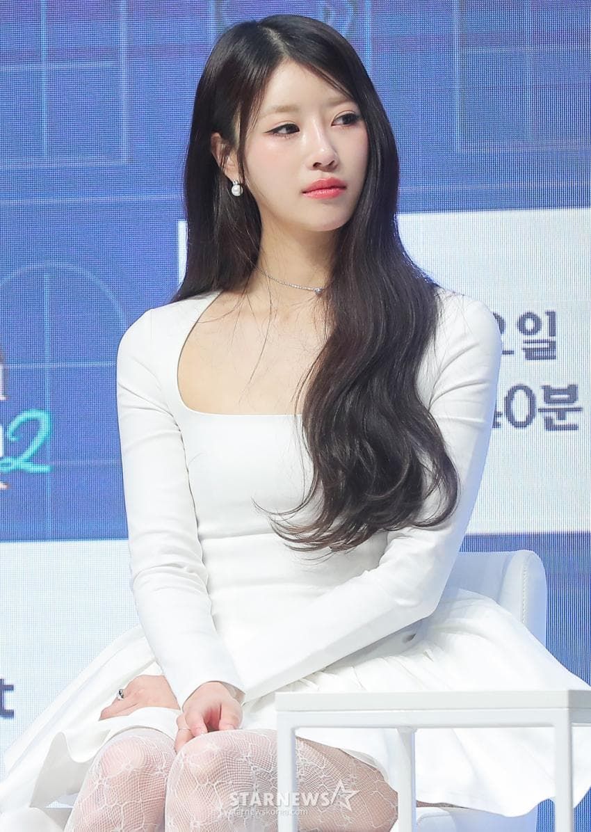 이미주 하얀 망사스타킹 허벅지 각선미 - 커플팰리스2 제작발표회