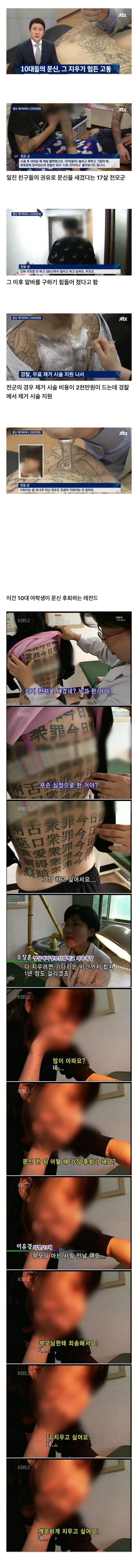 문신한게 후회된다는 10대 청소년