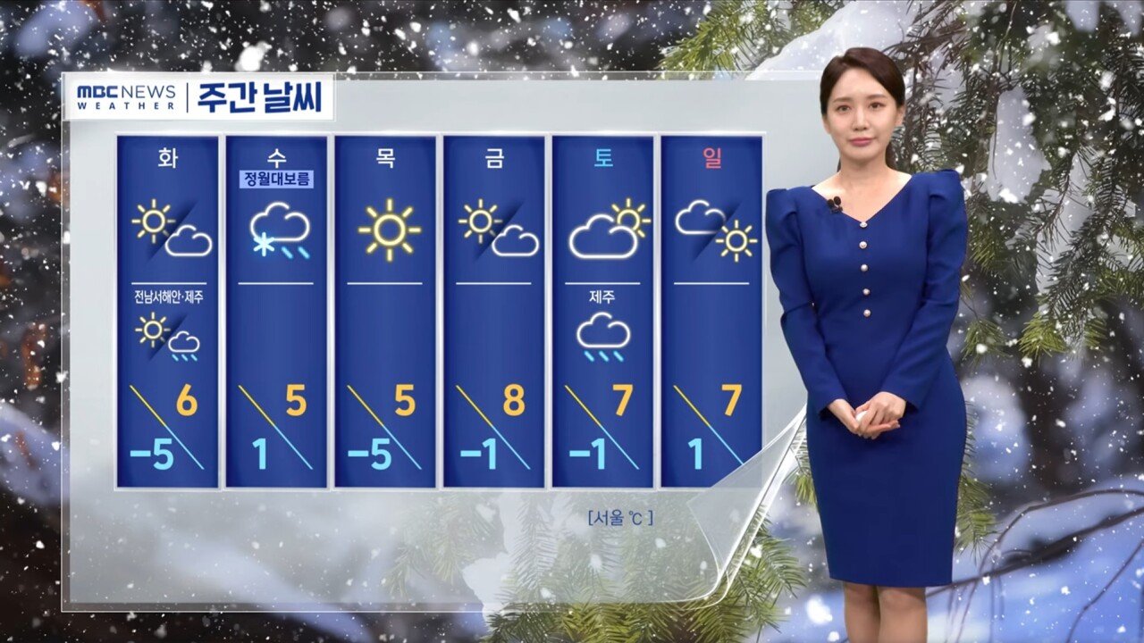 실시간 MBC 12시 뉴스 기상캐스터