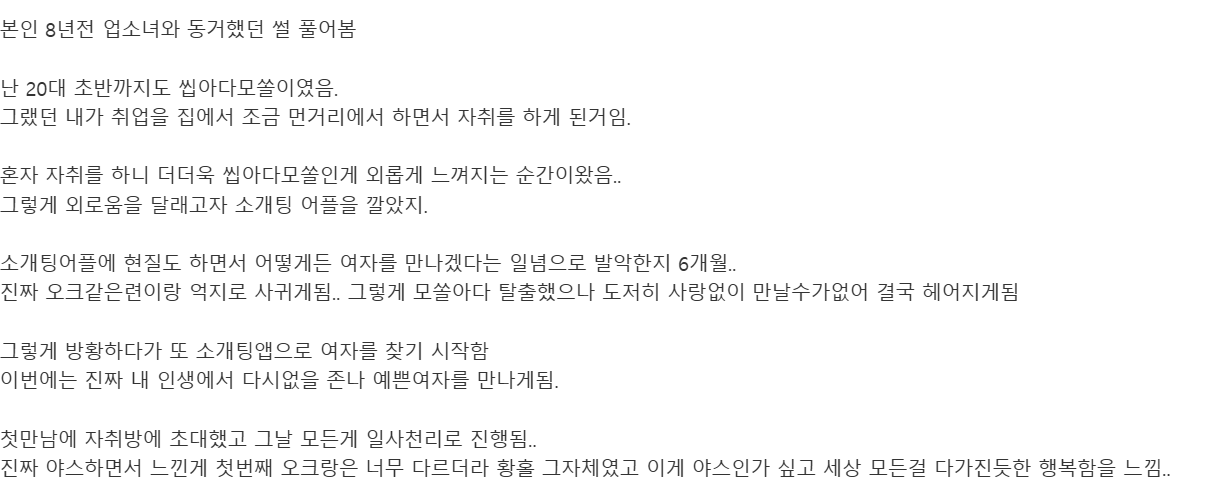 업소녀와 동거했던 주갤럼