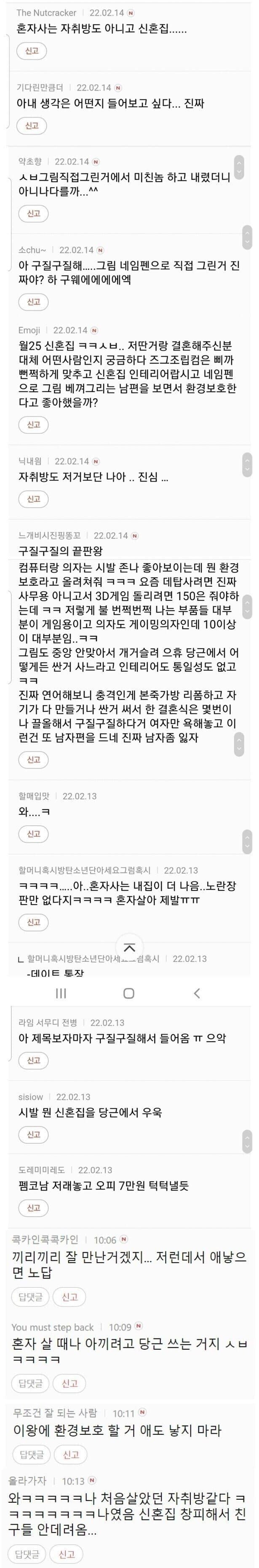 여초 악플 900개 신혼집