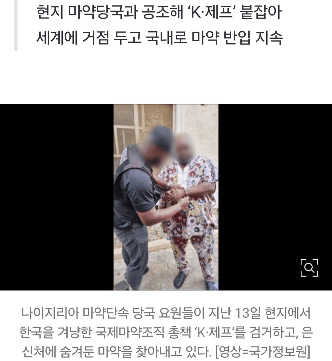 국정원 "한국 겨냥 국제마약조직 총책 나이지리아인 검거"