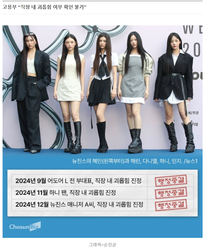 [단독] “어도어가 불법 감금” 주장한 뉴진스 매니저… 고용부 또 ‘무혐의’ 결론