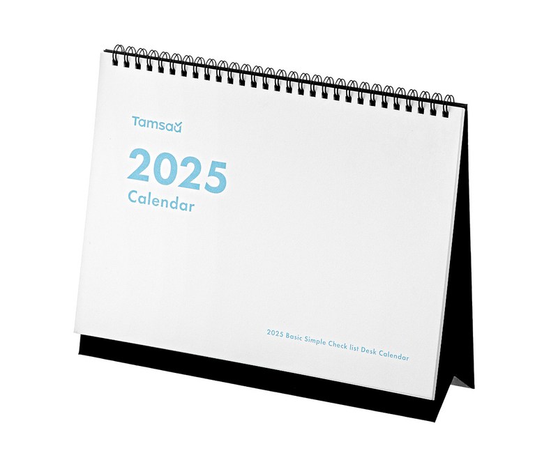 탐사 2025년 세워두는 가로형 심플 체크리스트 탁상 데스크 달력, 화이트, 1개
