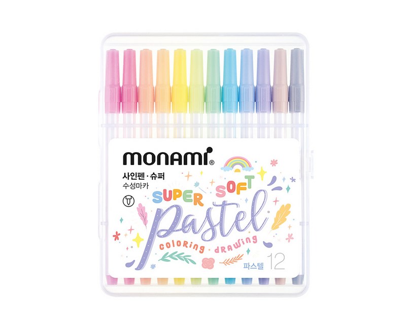모나미 슈퍼사인펜 12색 세트, 혼합색상, 1세트