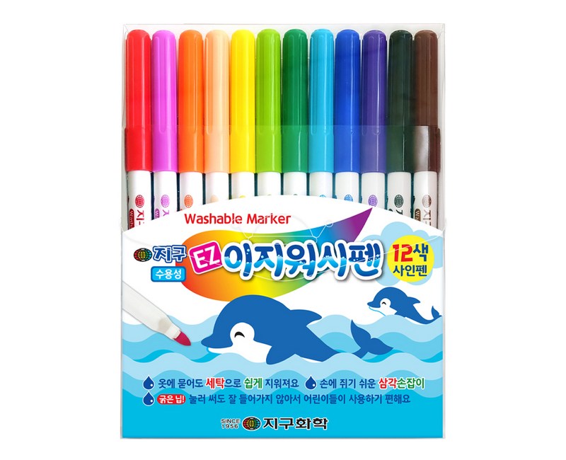 지구화학 이지워시 사인펜 12색, 혼합색상, 1개