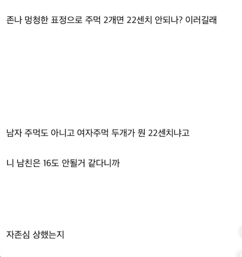 ㅇㅎ) 여사친 전남친 꼬추22센치라길래