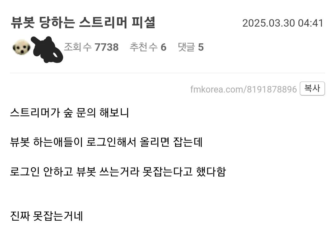 뷰봇게이트 터진 아프리카