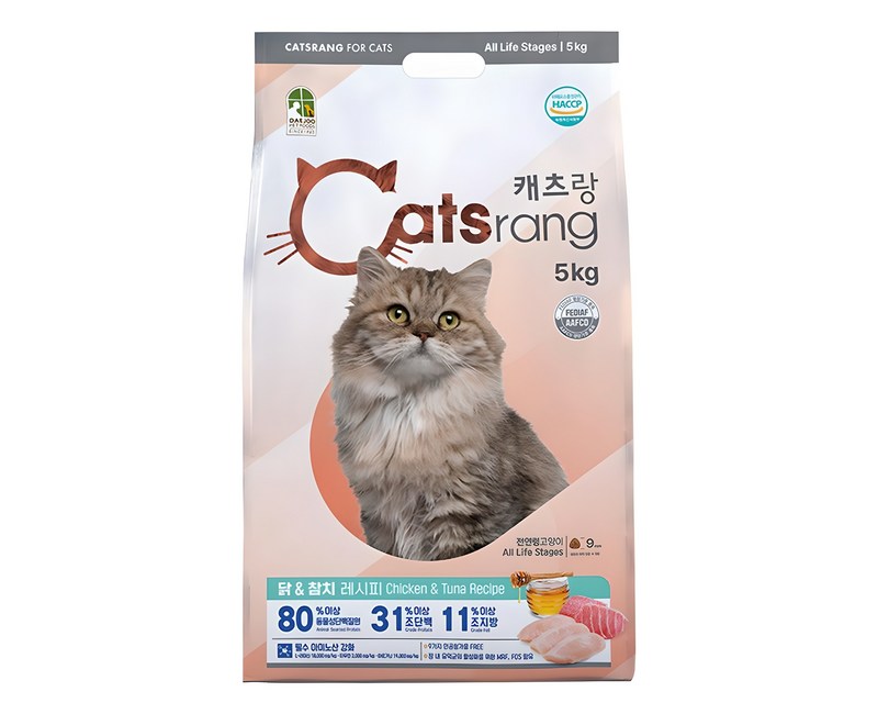캐츠랑 전연령 고양이 건식사료, 닭+참치, 5kg, 1개