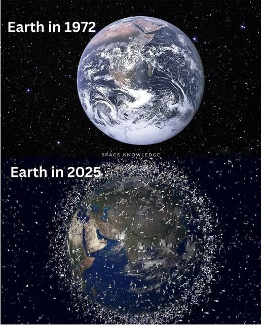 1972년 VS 2025년 지구 대기권 비교