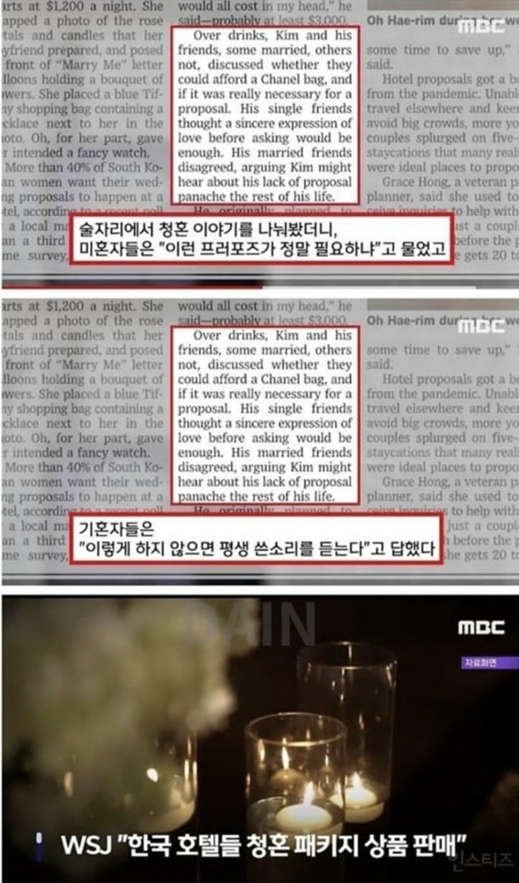 외신 1면에 뜬 '한국의 프로포즈 문화'