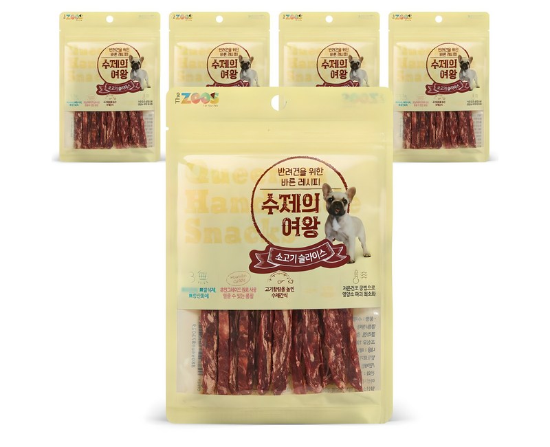 수제의여왕 강아지 간식, 소고기슬라이스, 70g, 5개