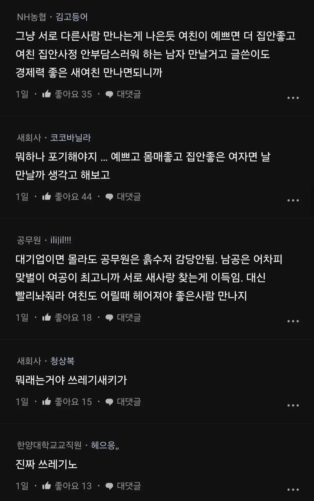 여친 집이 너무 가난한 걸 알게 돼서 헤어지고 싶은데.blind