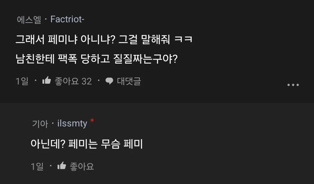 남친이 나보고 꼴페미년이래