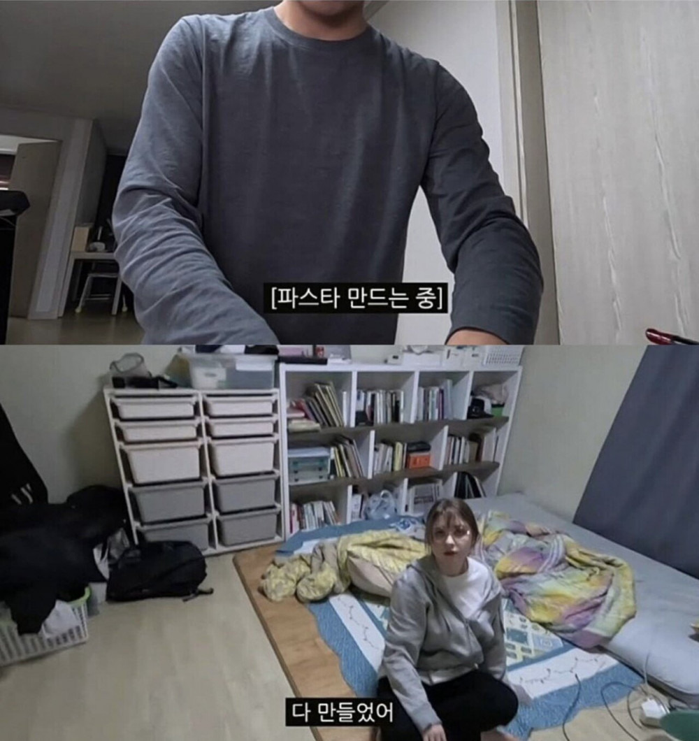 프랑스인 아내를 위해 파스타를 만드는 남편
