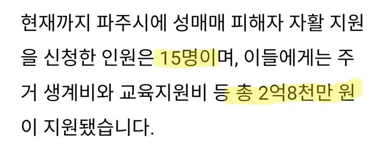 " 성매매 지원금 " 최근 근황 ㄷㄷㄷ