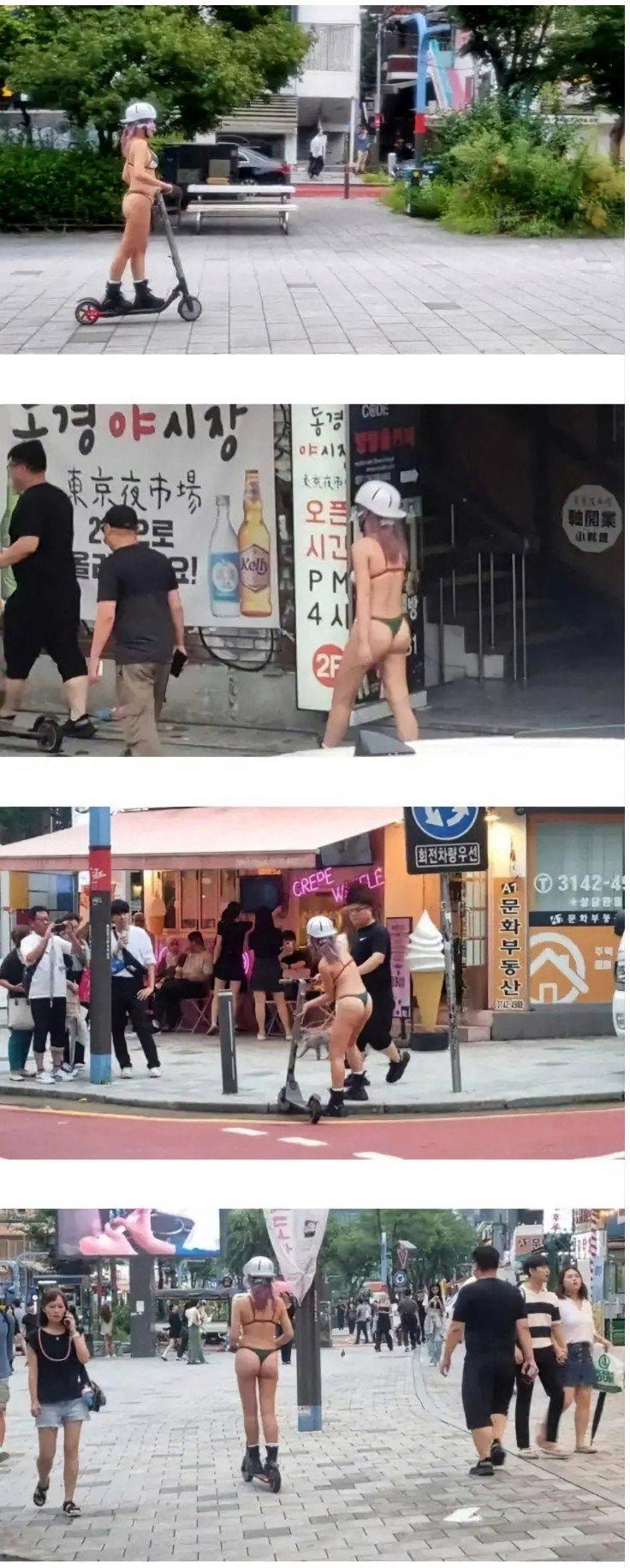 서울에서 비키니 입고 돌아다닌 여자 "내 자유다"