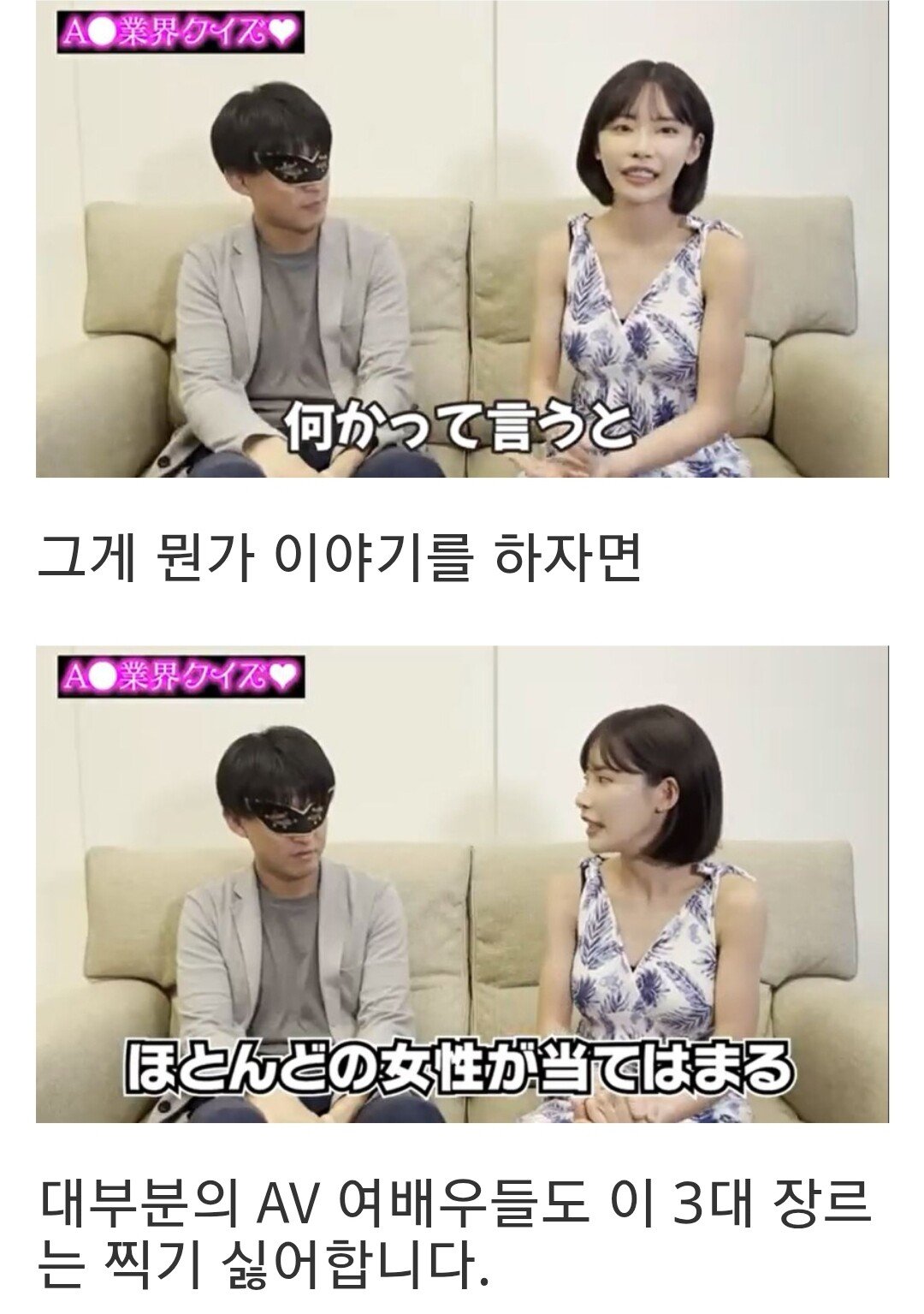 AV배우가 말하는 AV배우들이 찍기 싫어하는 3대 장르
