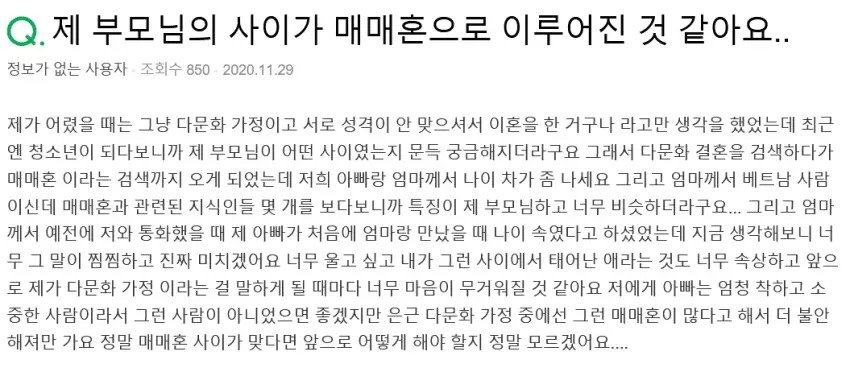 동남아 국제결혼 2세들의 현실(feat.지식인)